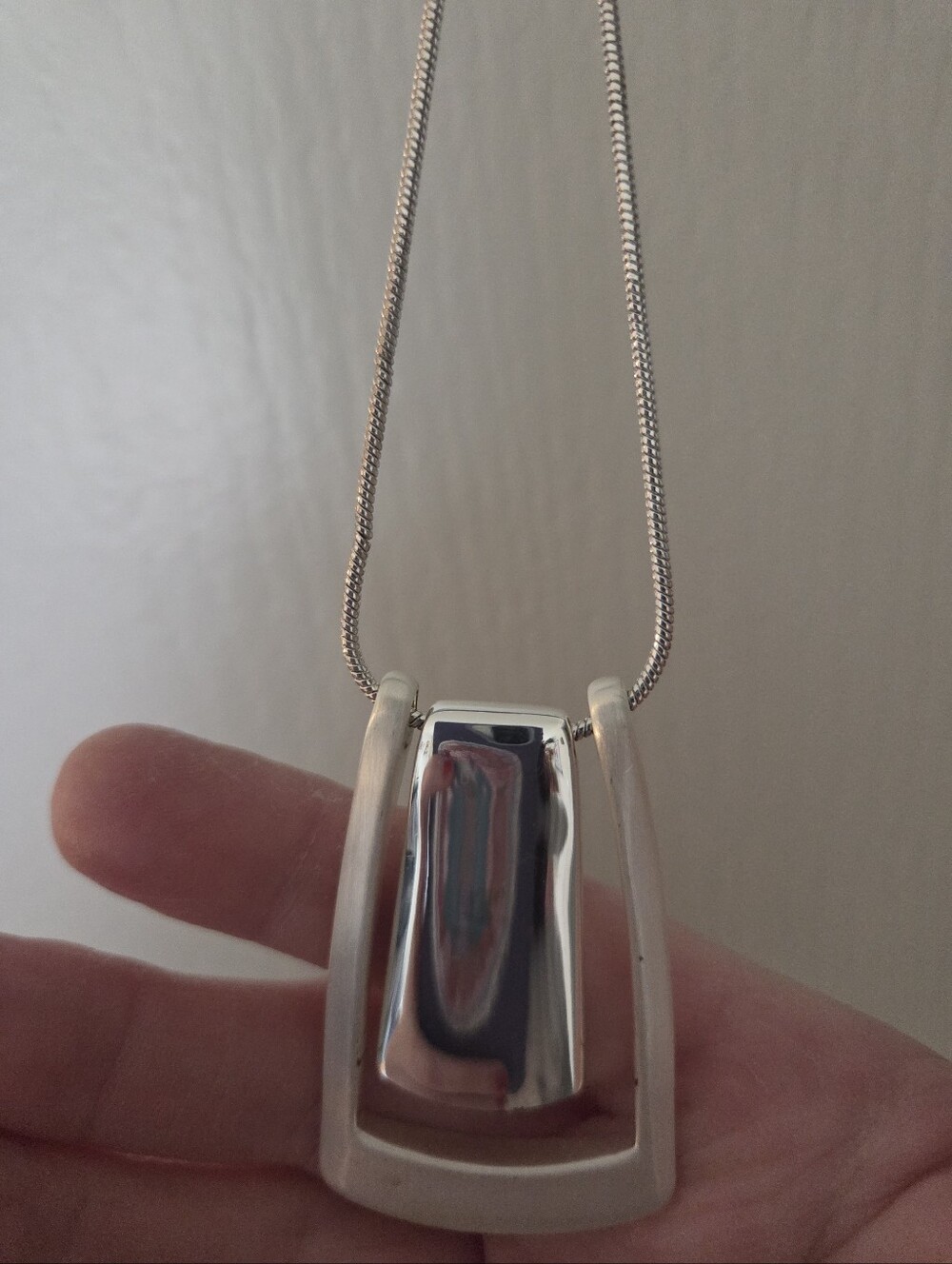 Lane Bryant Square Silver Hanging Frame Pendant Necklace